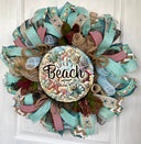 Shell Beach Wreath: Coastal Summer Cottage Front Door Decor