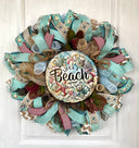 Shell Beach Wreath: Coastal Summer Cottage Front Door Decor