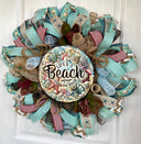 Shell Beach Wreath: Coastal Summer Cottage Front Door Decor