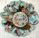 Shell Beach Wreath: Coastal Summer Cottage Front Door Decor
