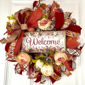 Fall Peony Wreath, Farmhouse Decor