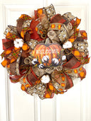 Fall Cotton Blossom Wreath: Farmhouse Pumpkin Thanksgiving Decor