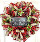 Buffalo Check Christmas Wreath: Farmhouse Front Door Decor