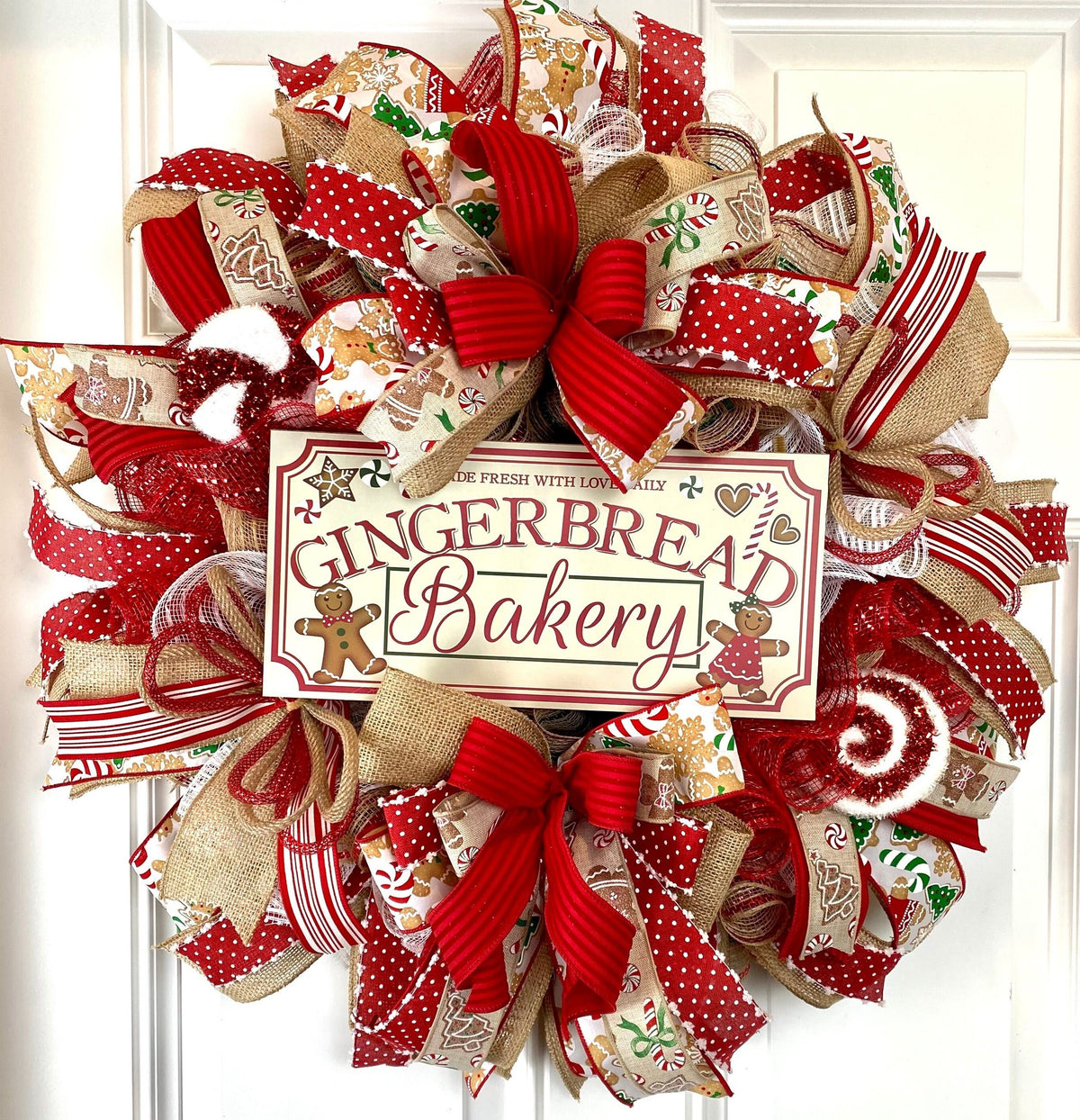 Gingerbread Bakery Christmas Wreath: Holiday Front Door Decor