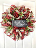 Buffalo Check Christmas Wreath: Farmhouse Front Door Decor