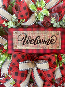 Buffalo Check Christmas Wreath: Farmhouse Front Door Decor