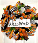Fall Wreath, Pumpkin, Buffalo check, Farmhouse Deco, Traditional Autumn, Front Door decor
