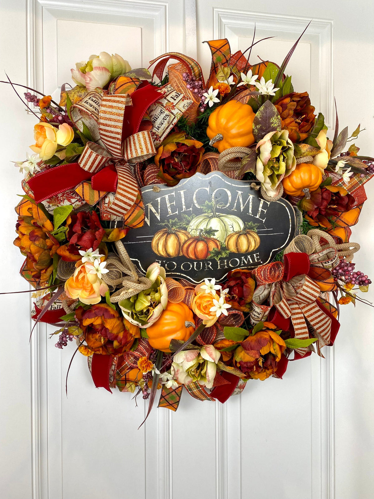 Fall Wreath,  Pumpkin, Floral Wreath, Pumpkin decor, deco mesh wreath, Fall wreath for front door, fall decor