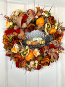 Fall Wreath,  Pumpkin, Floral Wreath, Pumpkin decor, deco mesh wreath, Fall wreath for front door, fall decor