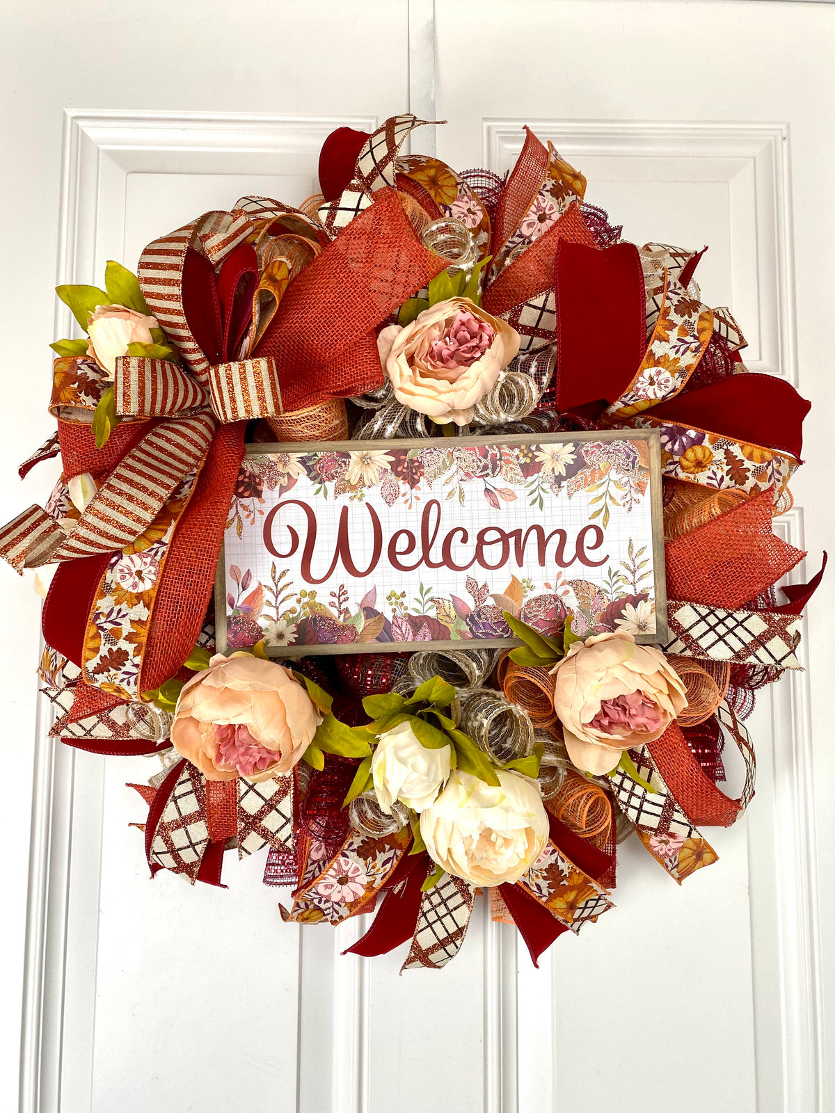 Fall Peony Wreath, Farmhouse Decor