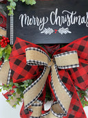 Buffalo Check Christmas Wreath: Farmhouse Front Door Decor
