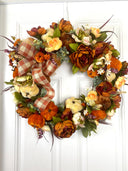 XL Fall Wreath, Pumpkin, Floral, Grapevine Wreath Front Door, Autumn Wreath