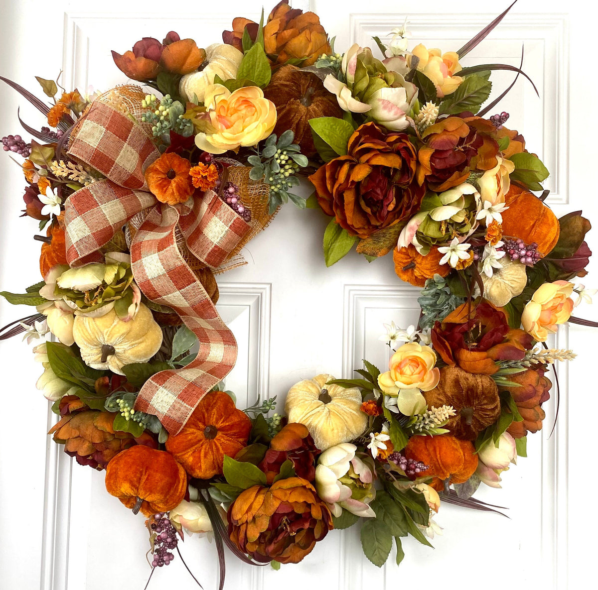 XL Fall Floral Wreath with Pumpkins