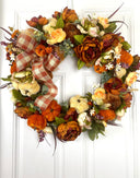 XL Fall Wreath, Pumpkin, Floral, Grapevine Wreath Front Door, Autumn Wreath