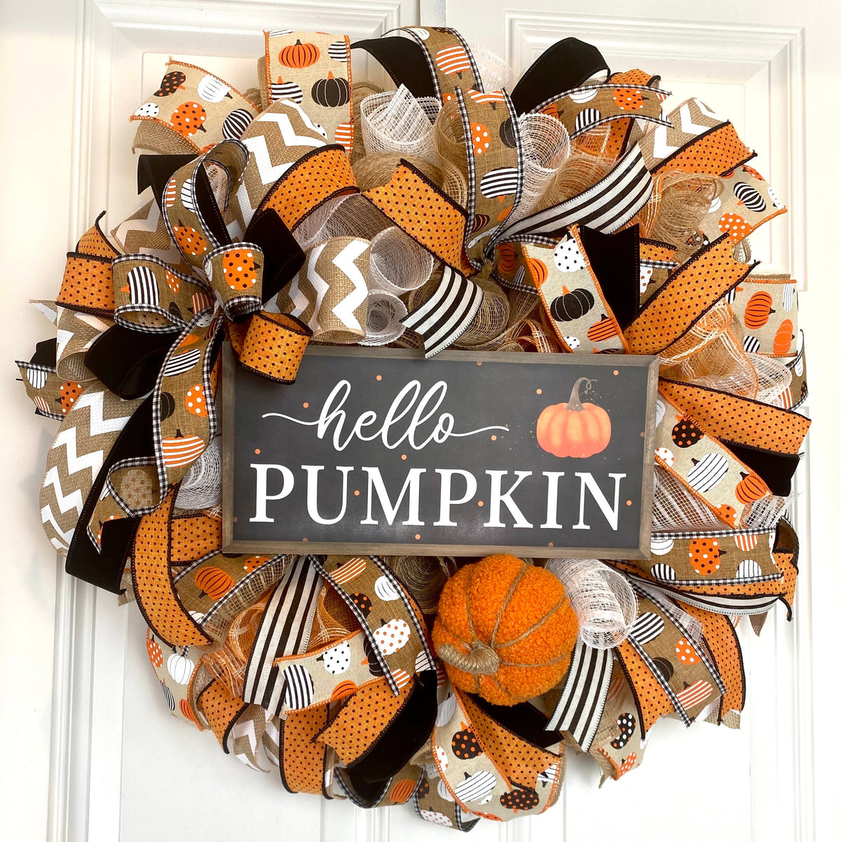 Pumpkin Wreath, Fall Halloween Wreath Front Door, Autumn, Home Decor