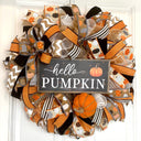 Pumpkin Wreath, Fall Halloween Wreath Front Door, Autumn, Home Decor
