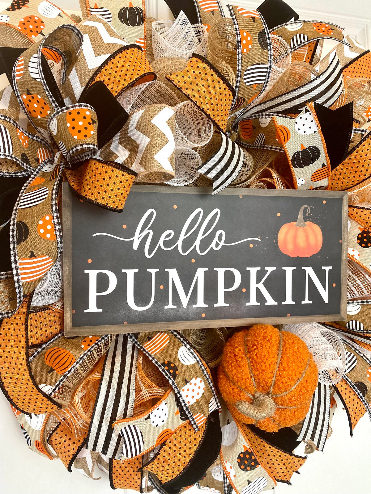Pumpkin Wreath, Fall Halloween Wreath Front Door, Autumn, Home Decor