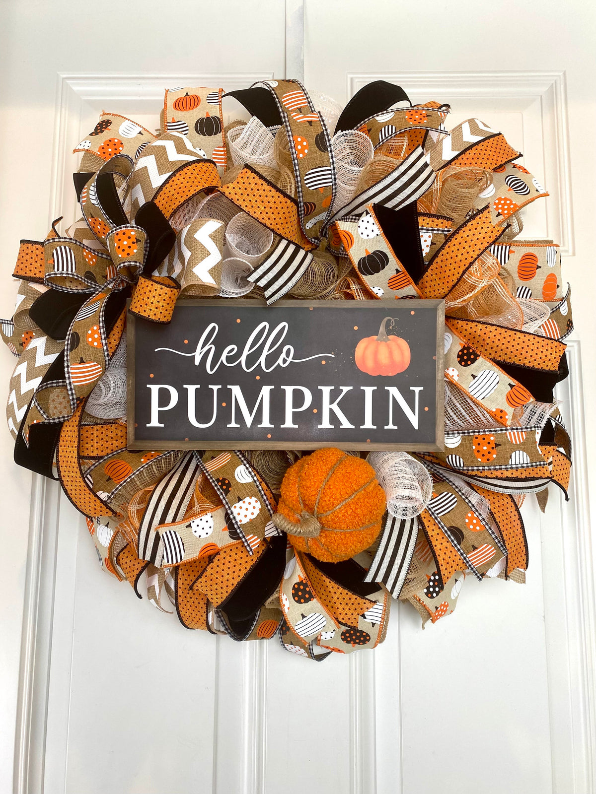 Pumpkin Wreath, Fall Halloween Wreath Front Door, Autumn, Home Decor