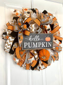 Pumpkin Wreath, Fall Halloween Wreath Front Door, Autumn, Home Decor