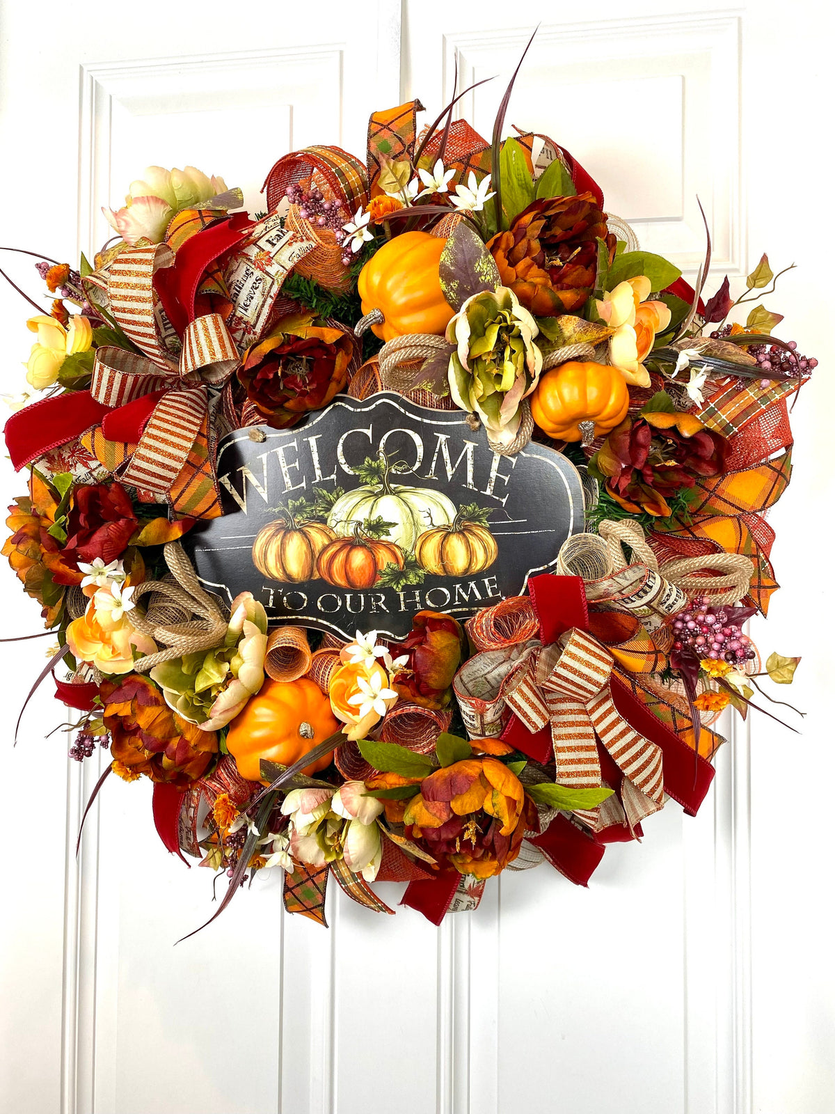 Fall Wreath,  Pumpkin, Floral Wreath, Pumpkin decor, deco mesh wreath, Fall wreath for front door, fall decor