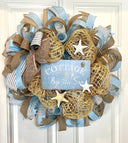 Beach Wreath for front door, Shell Beach Wreath, Coastal Beach Decor