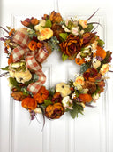 XL Fall Wreath, Pumpkin, Floral, Grapevine Wreath Front Door, Autumn Wreath