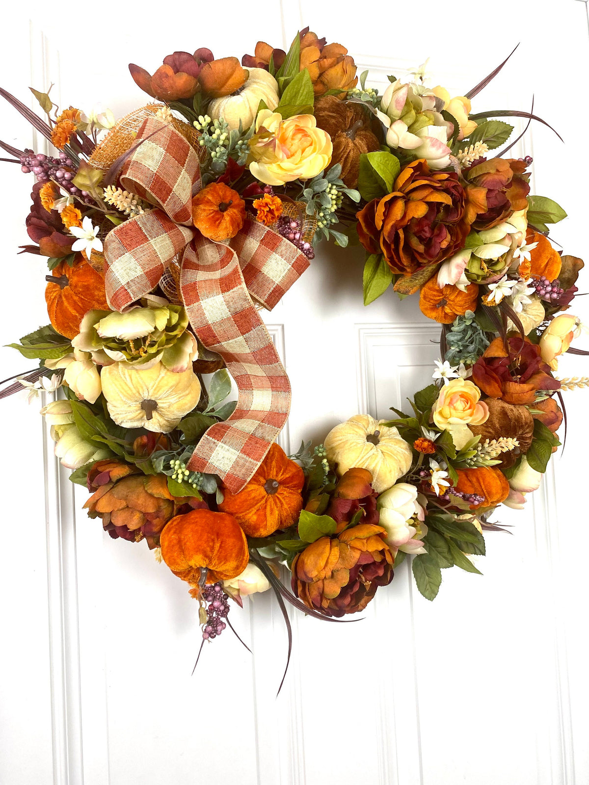 XL Fall Wreath, Pumpkin, Floral, Grapevine Wreath Front Door, Autumn Wreath