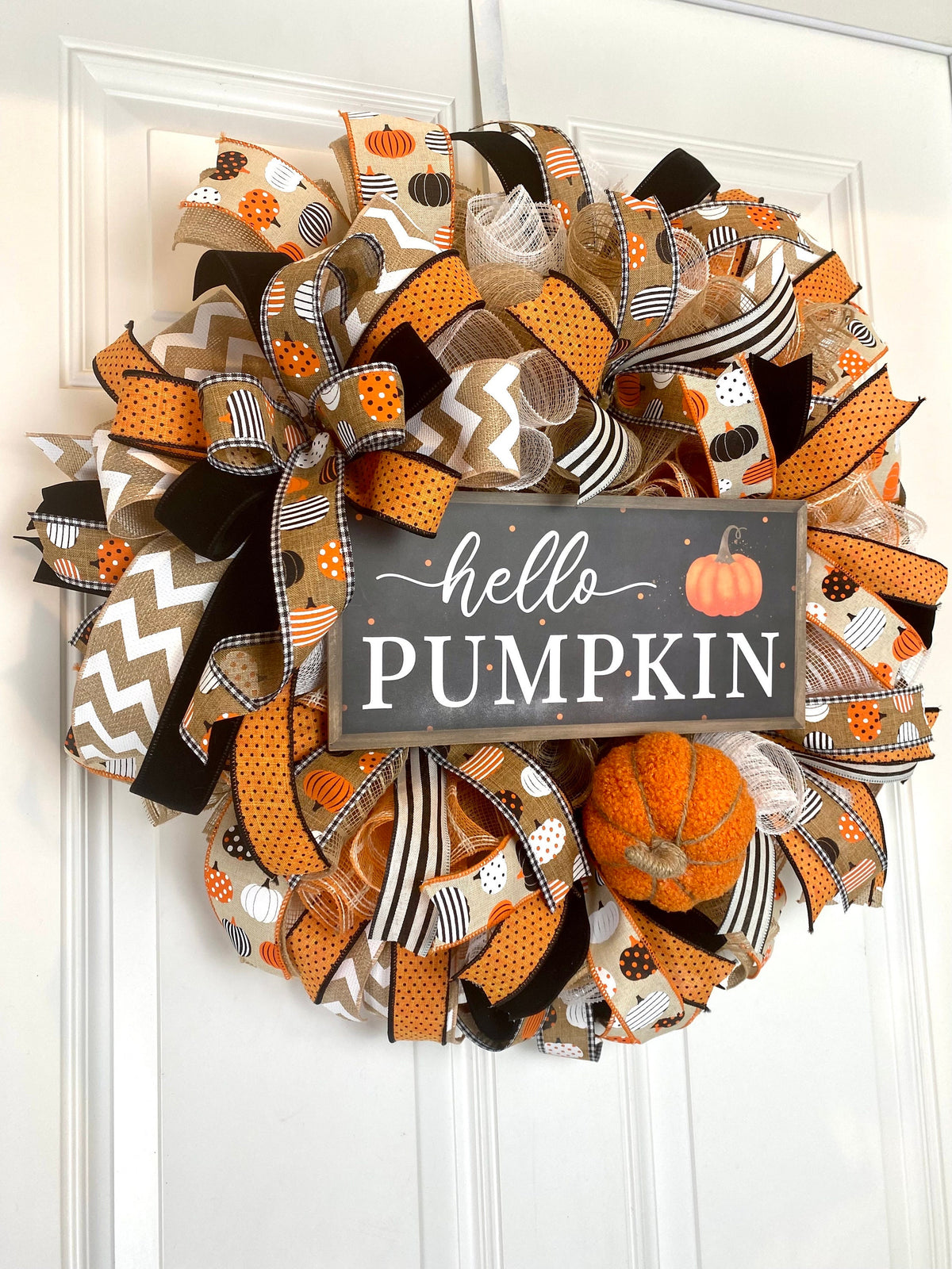 Pumpkin Wreath, Fall Halloween Wreath Front Door, Autumn, Home Decor
