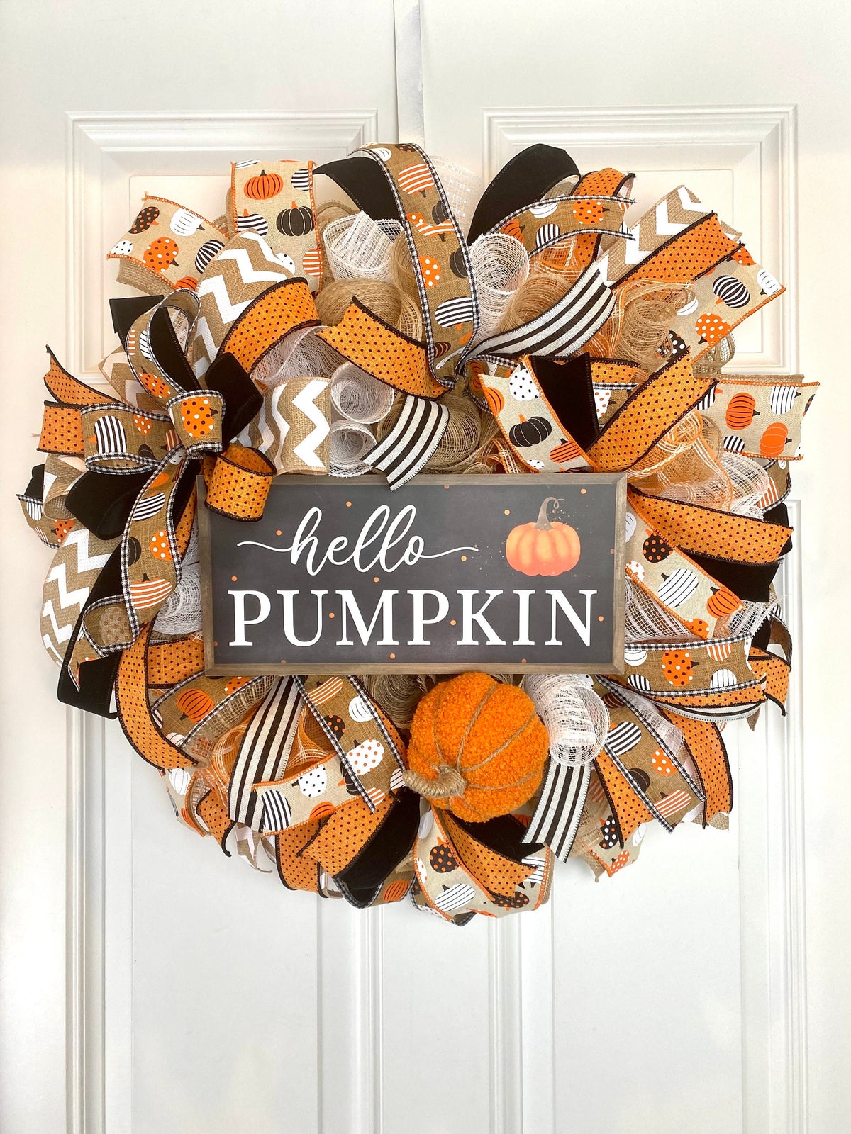 Pumpkin Wreath, Fall Halloween Wreath Front Door, Autumn, Home Decor