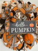 Pumpkin Wreath, Fall Halloween Wreath Front Door, Autumn, Home Decor