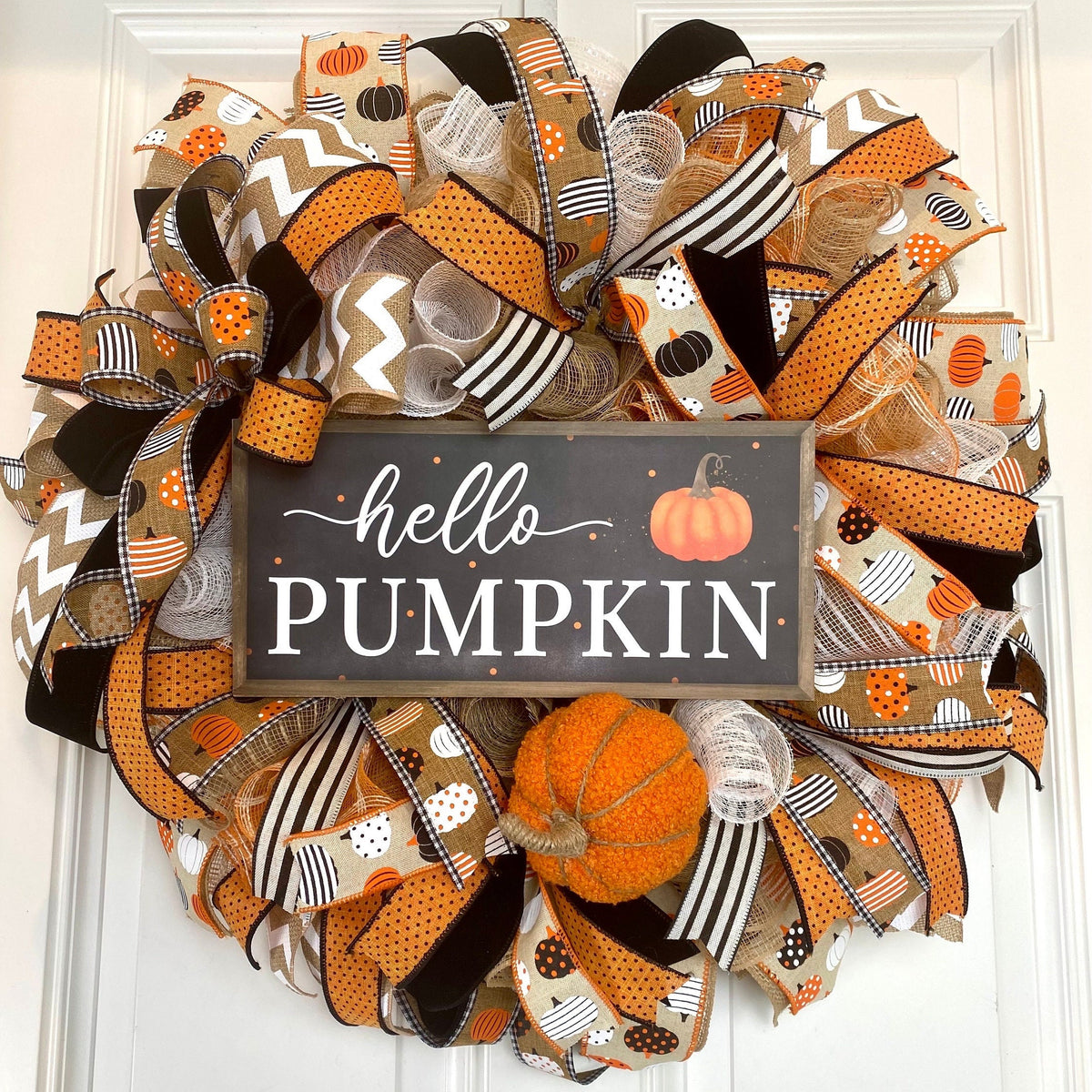 Pumpkin Wreath, Fall Halloween Wreath Front Door, Autumn, Home Decor