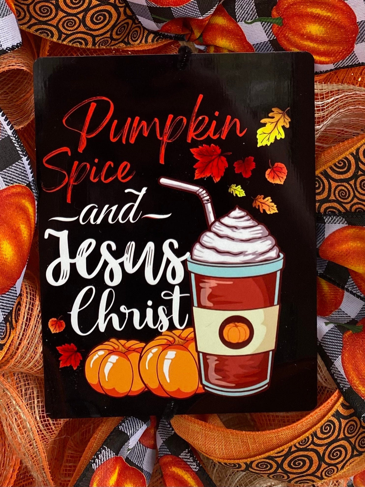 Farmhouse Pumpkin Spice Jesus Christ Wreath