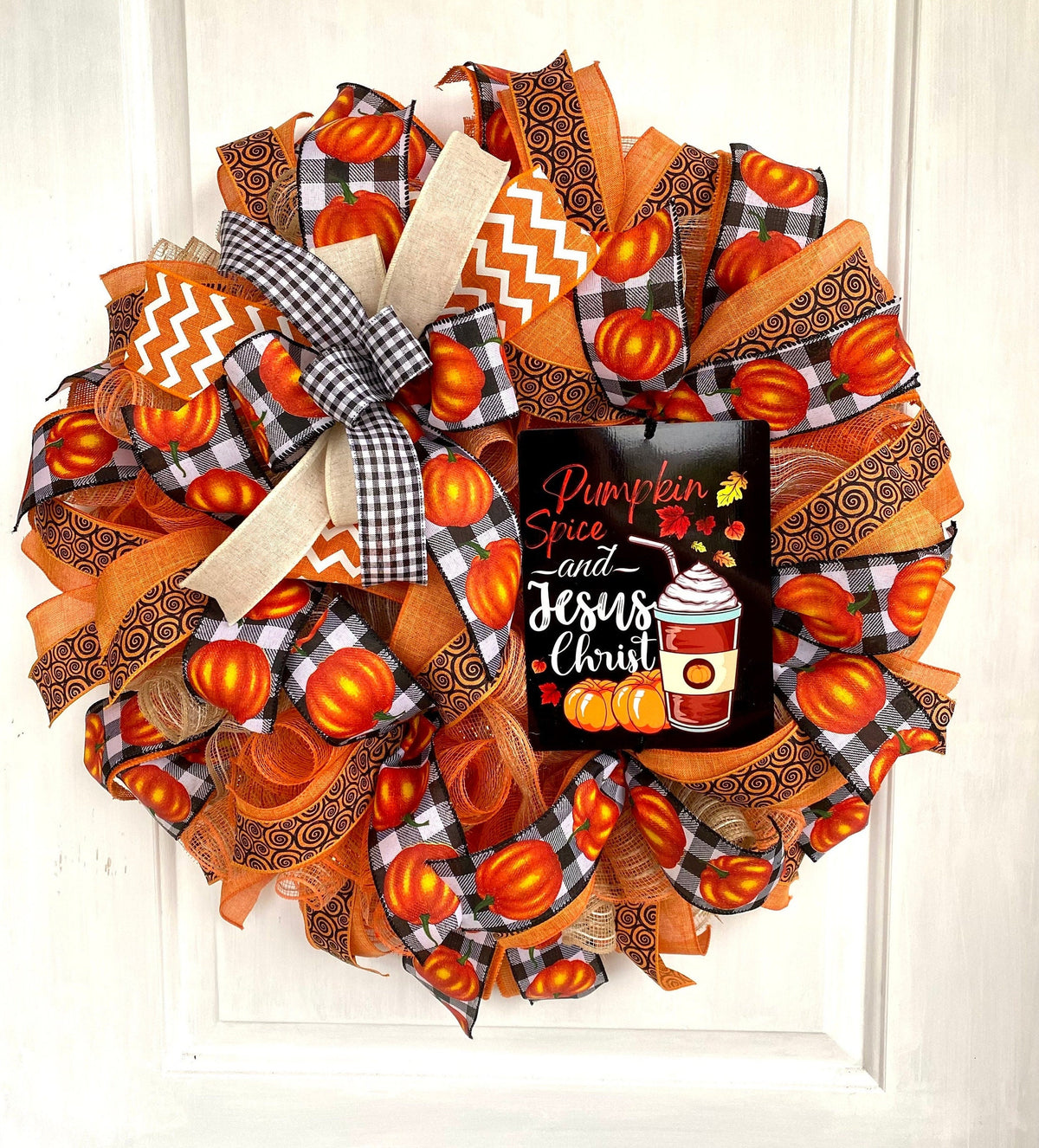 Farmhouse Pumpkin Spice Jesus Christ Wreath