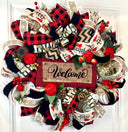 Buffalo Check Christmas Wreath with Floral Accents