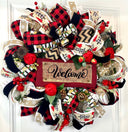 XL Christmas Wreath, Farmhouse Decor, Buffalo Check, Merry Christmas