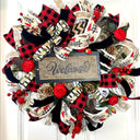 Buffalo Check Christmas Wreath with Floral Accents