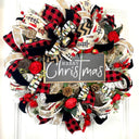 Buffalo Check Christmas Wreath with Floral Accents