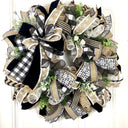 Winter Wreath, Christmas Farmhouse Decor, Winter Wreath, Snowflake Buffalo Check Holiday Wreath