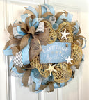 Starfish Beach Wreath: Coastal Cottage Decor, Front Door Wreath
