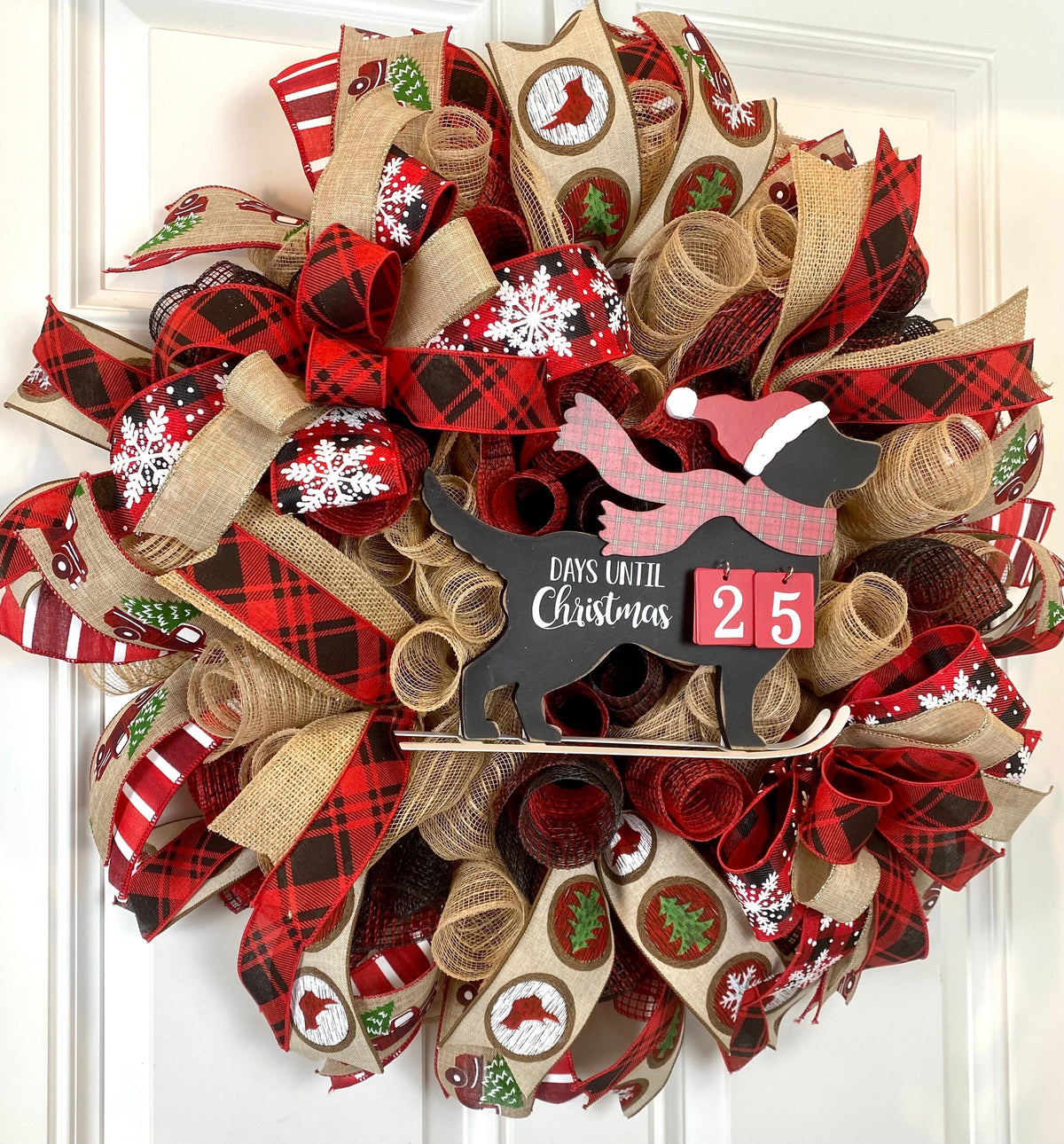 Dog Christmas Wreath, Countdown to Christmas, Dog Lover wreath, Farmhouse Christmas Wreath for front door, Black Lab