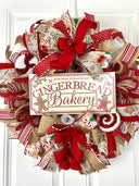 Gingerbread Bakery Christmas Wreath: Holiday Front Door Decor
