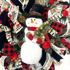 Lighted Snowman Wreath