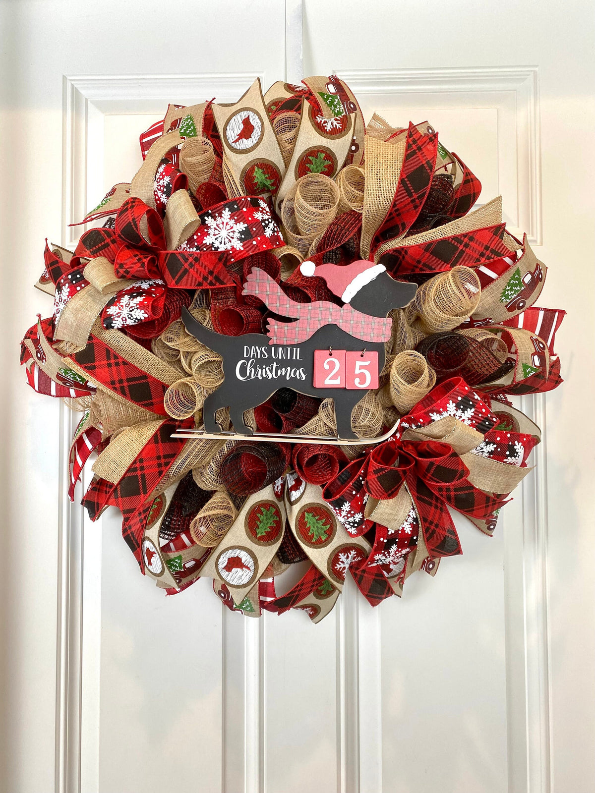 Dog Christmas Wreath, Countdown to Christmas, Dog Lover wreath, Farmhouse Christmas Wreath for front door, Black Lab