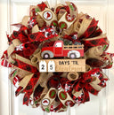 Christmas Countdown Wreath, Red Truck and Dog Lover