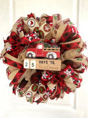 Christmas Countdown Wreath, Red Truck and Dog Lover