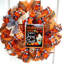 Pumpkin Spice Jesus Christ Wreath: Buffalo Plaid Fall Decor