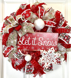 Let it Snow Winter Wreath, Farmhouse Christmas Wreath