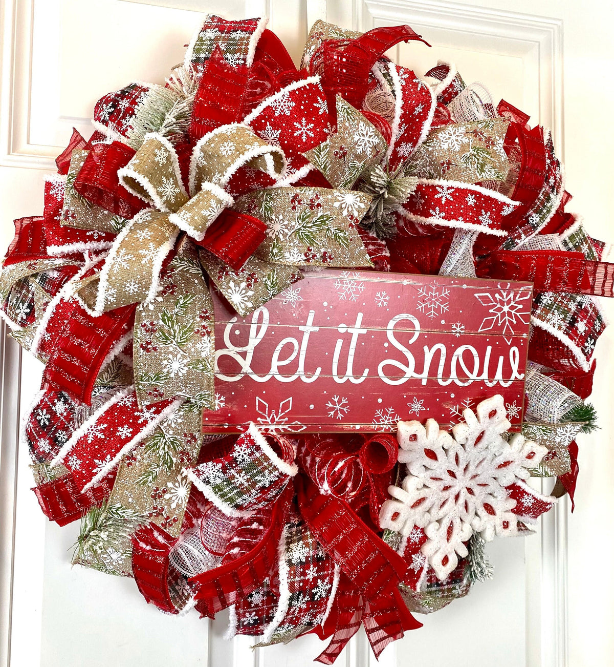 Let it Snow Winter Wreath, Farmhouse Christmas Wreath