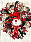 Lighted Snowman Wreath