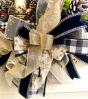 Christmas Winter Wreath, Boho. Farmhouse Decor, Buffalo Check, Pinecone, Candle